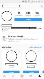 Afgeschermd account op Instagram