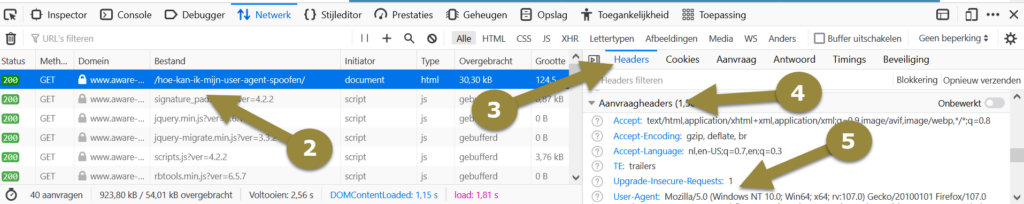 Aanvraagheaders bekijken Aanvraagheaders bekijken
