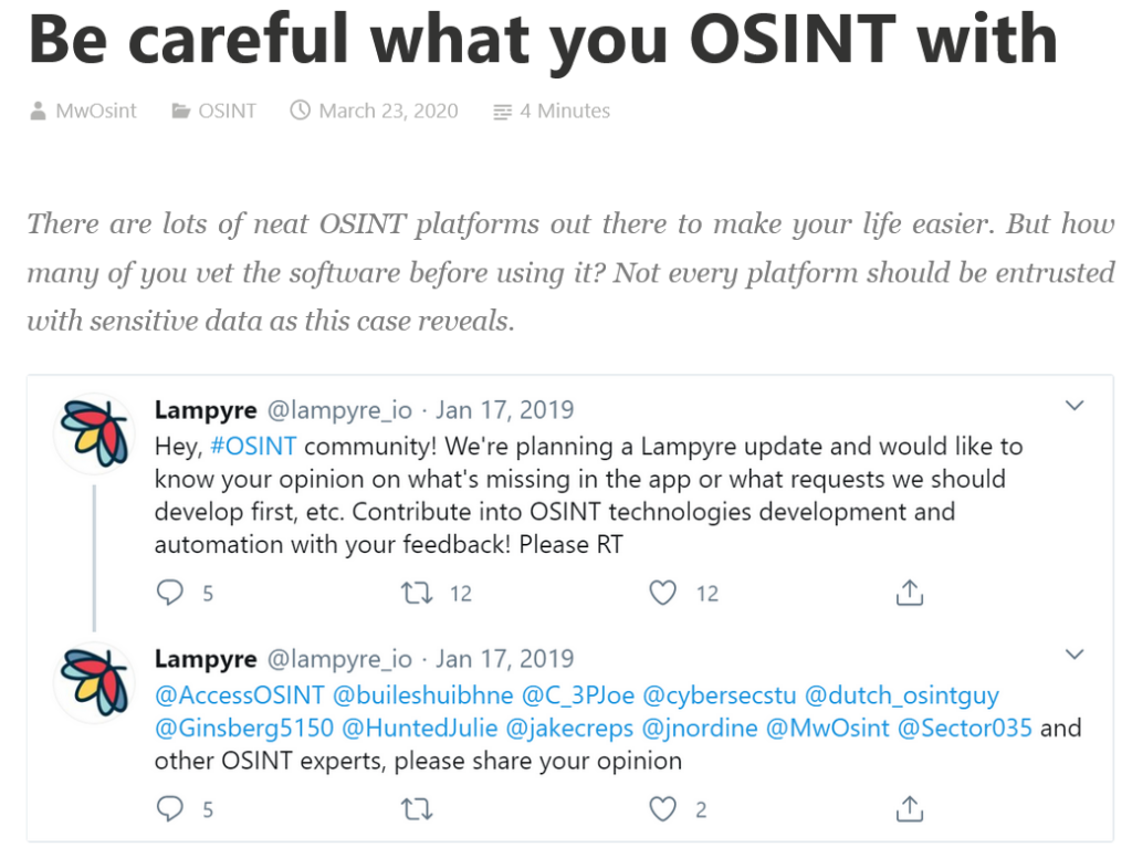 Be careful what you osint with