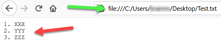 Bookmark test file in URL