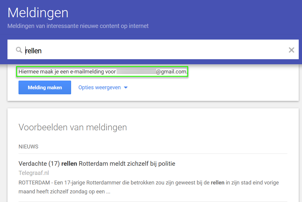 Google Alerts - Ingelogd