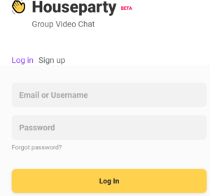 Houseparty log in