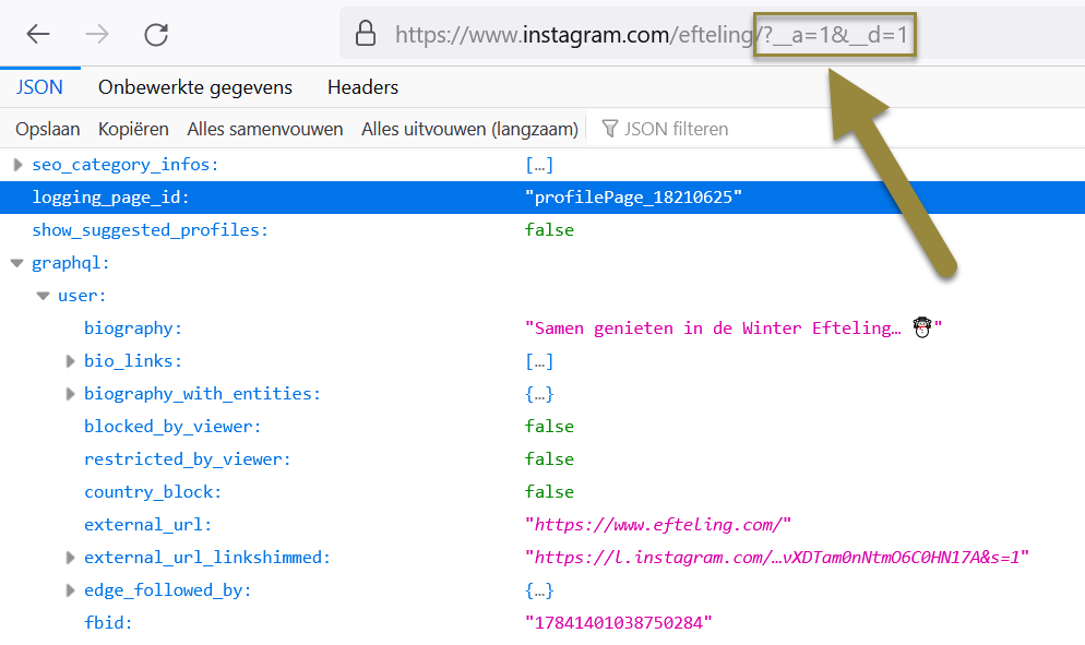 Instagram JSON data