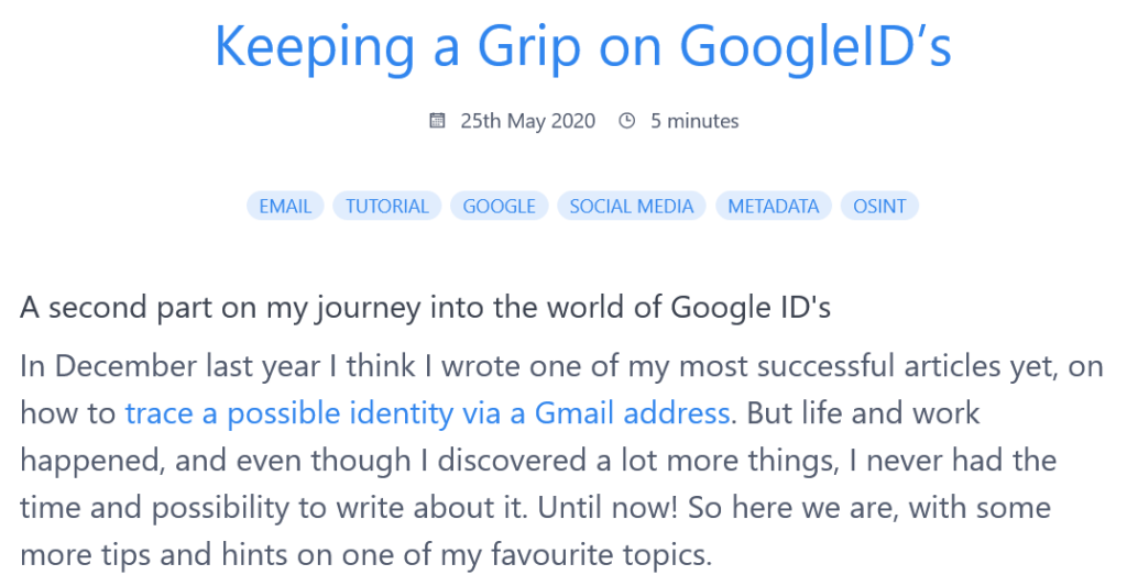 Keeping a Grip on GoogleID’s