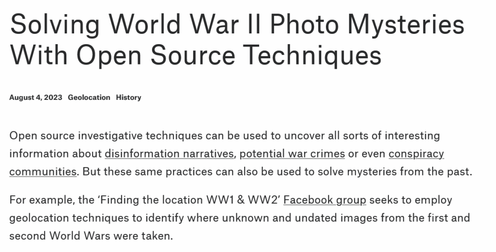 Solving World War II Photo Mysteries With Open Source Techniques