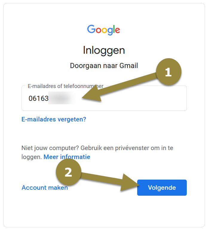 Telefoonnummer invoeren Telefoonnummer invoeren