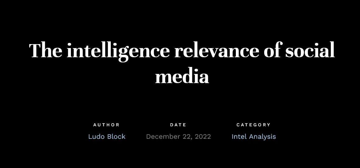 The intelligence relevance of social media