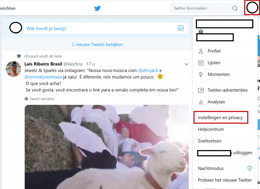 Twitter instellingen