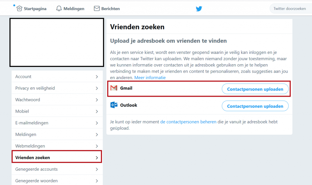 Twitter vrienden zoeken
