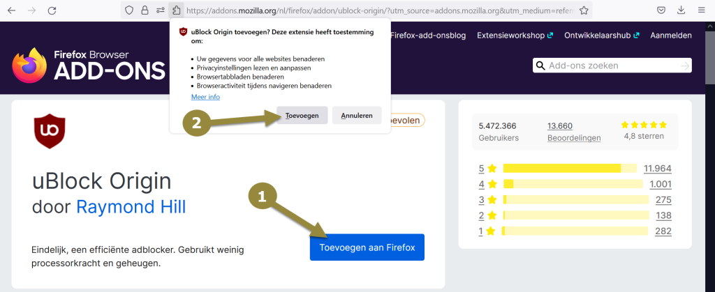 Ublock Origin installeren 1