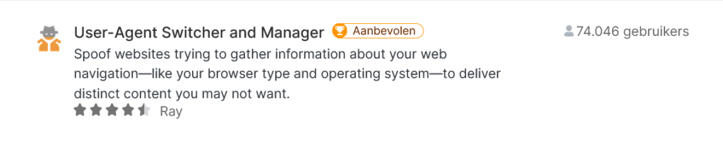 User Agent Switcher and Manager User Agent Switcher and Manager