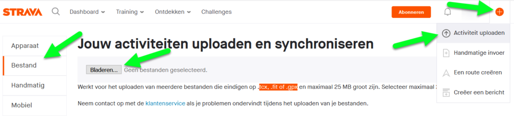 activiteit uploaden